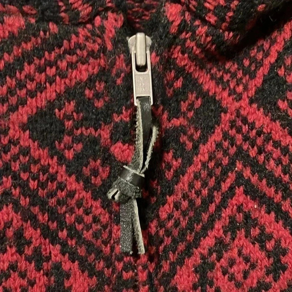 Pure & simple  100% lambswool black red full zip hooded cardigan sweater jacket - Picture 3 of 6